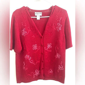 Pendleton Cardigan Women’ Floral Embroidery  Sweater Boho Grannycore Cottagecore
